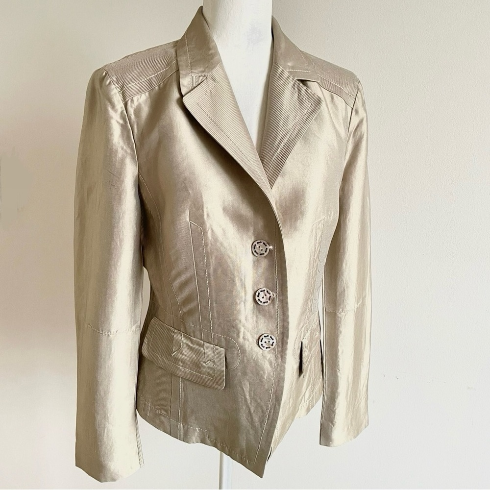 Orwell Gold Luster Fitted Designer Jacket, size 10